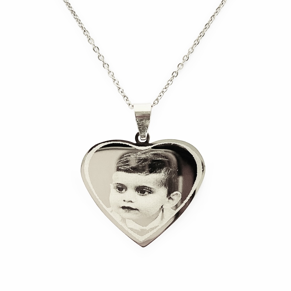 (Heart) Engravable Necklace - Silver-plated SS 316L / M-503