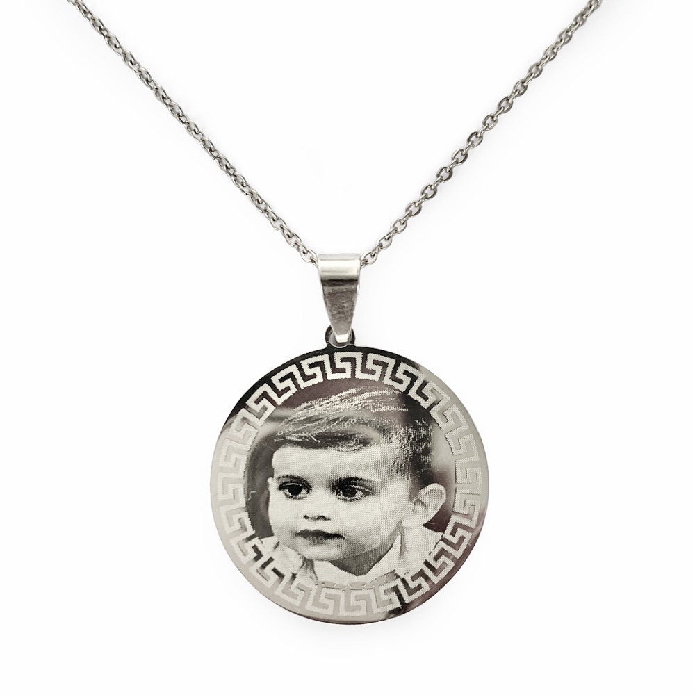 (Circle) Engravable Necklace - Silver-plated SS 316L / M-497