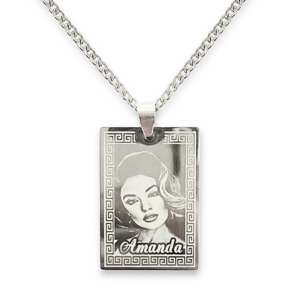 (Recentagle) Engravable Necklace - Silver-plated SS 316L / M-505