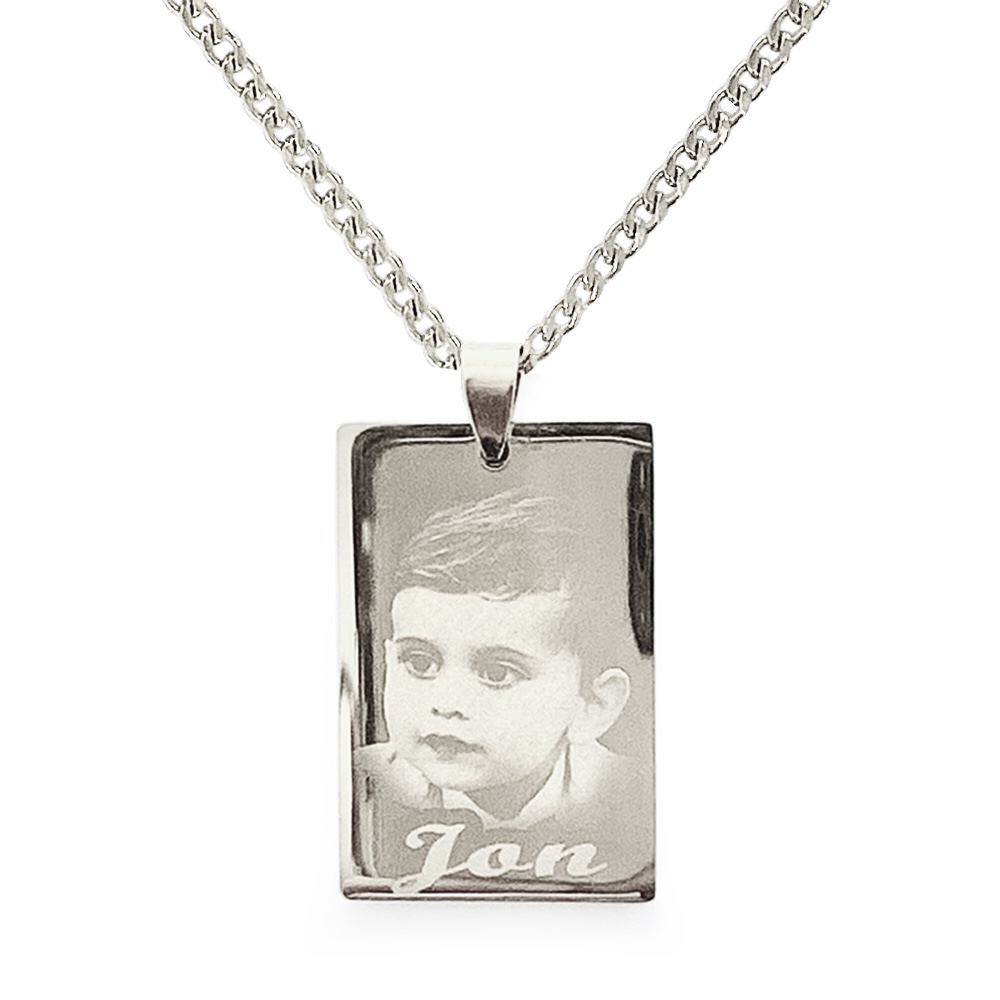 (Recentagle) Engravable Necklace - Silver-plated SS 316L / M-509