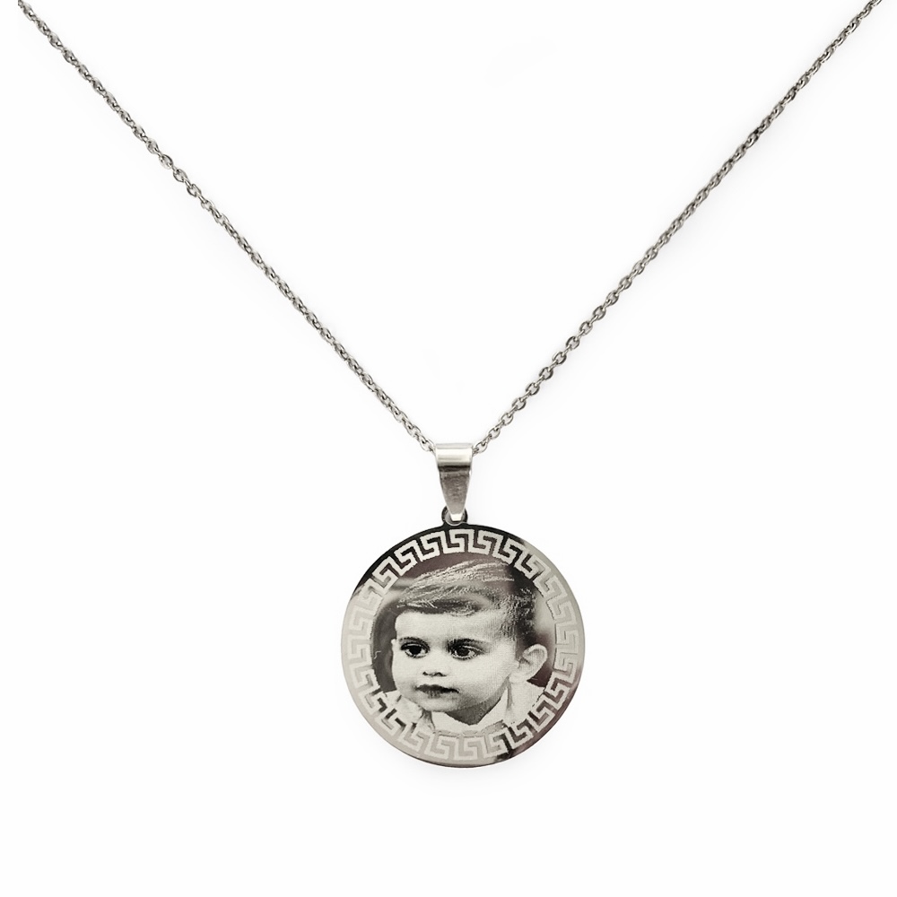 (Circle) Engravable Necklace - Silver-plated SS 316L / M-497