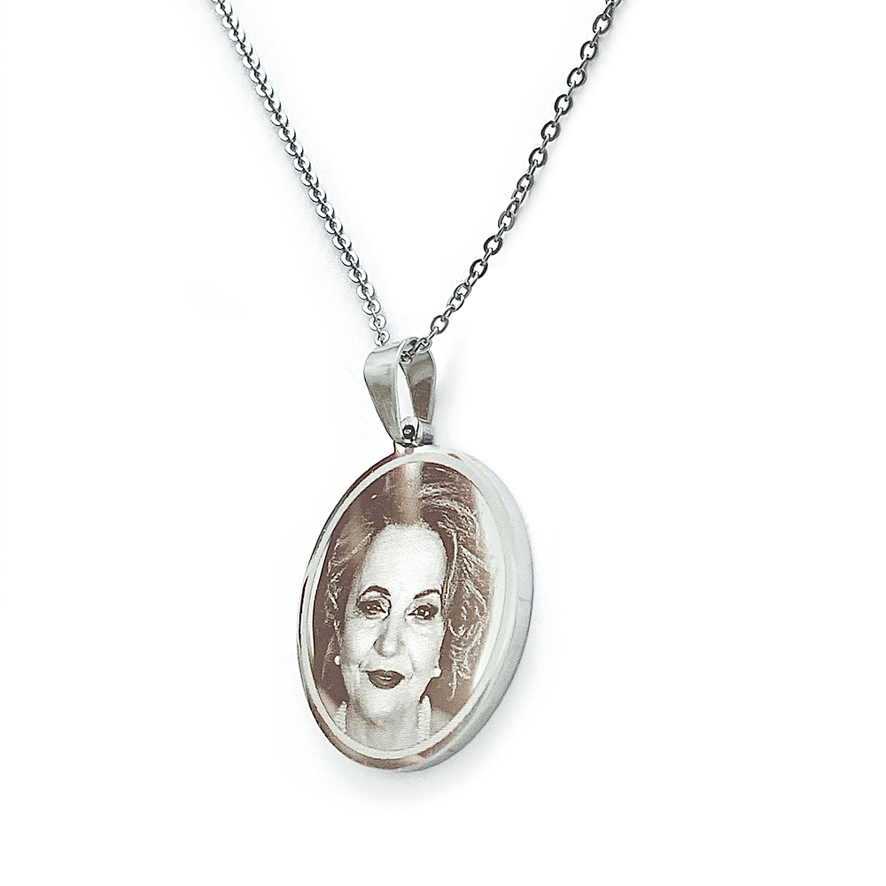 (Circle) Engravable Necklace - Silver-plated SS 316L / M-499
