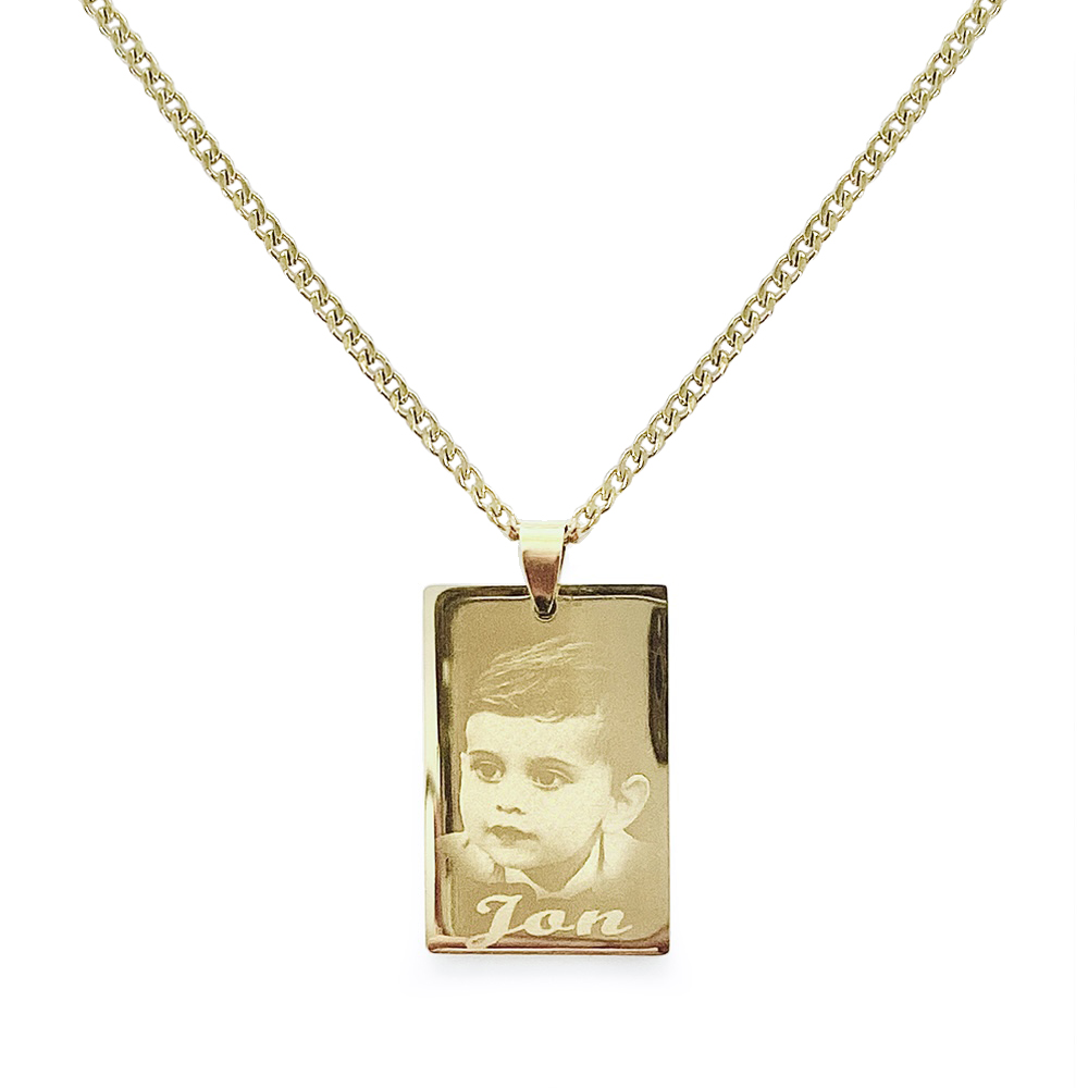 (Recentagle) Engravable Necklace - Silver-plated SS 316L / M-509